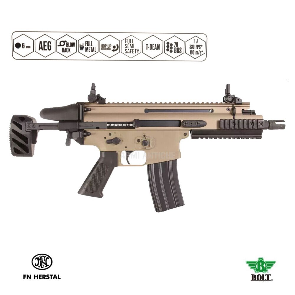 Fucile elettrico da softair SCAR-SC Brass FDE, effetto scarrellante - FN HERSTAL by BOLT